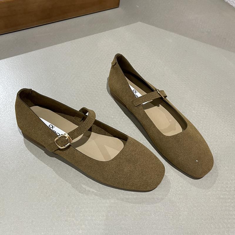 SUOJIALUN 2023 Spring New Brand Women Flat Shoes Round Toe Shallow Slip On Ladies Casual Ballet Shoes Soft Leather Eelgant Balle