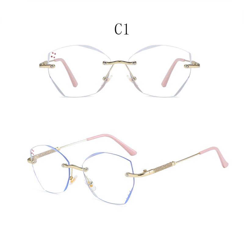 New Fashion Irregular Cat Eye Rimless Anti Radiation Glasses For Women Anti Blue Light Eyeglassesr
