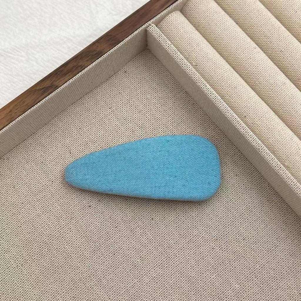 Versatile Denim Blue Teardrop Snap Hair Clip for Frizzy Hair and Bangs - Retro Hair Accessory for Women