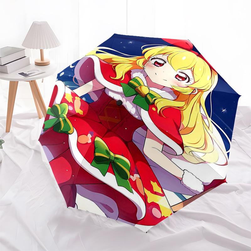 

1pc Christmas Santa Girl Outdoor Umbrella - Automatic Opening & Closing, Portable 3-Fold Design, 8-Rib Iron Frame, Festive Gift for Fans, Travelers, D