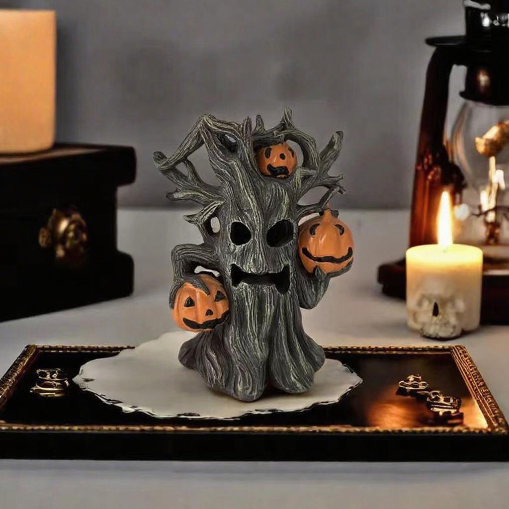 Halloween Pumpkin Tree Shape Sculpture Ornament Decoration Home Décor Crafts