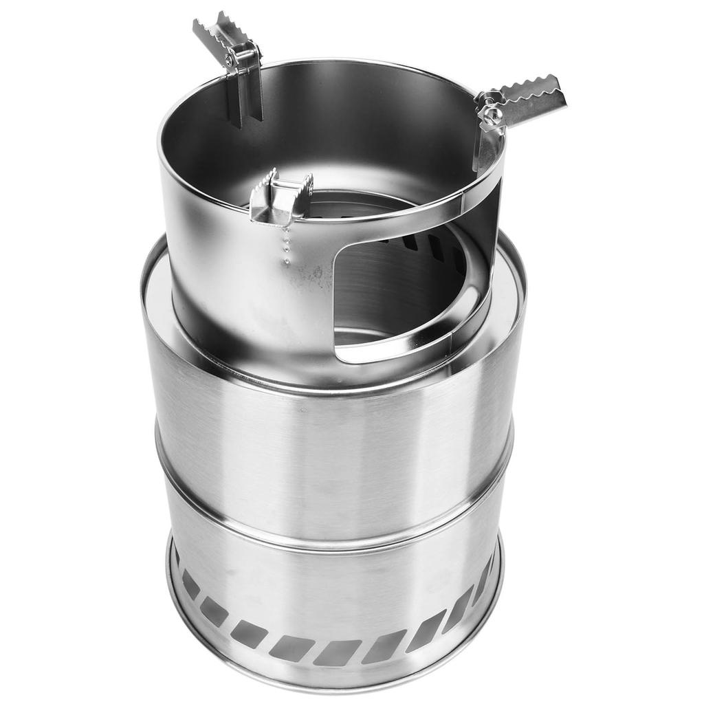 Wood Burning Camping Stove Stainless Steel Potable Backpacking Wood Stoves with Storage Bag for Tent Heating BBQ