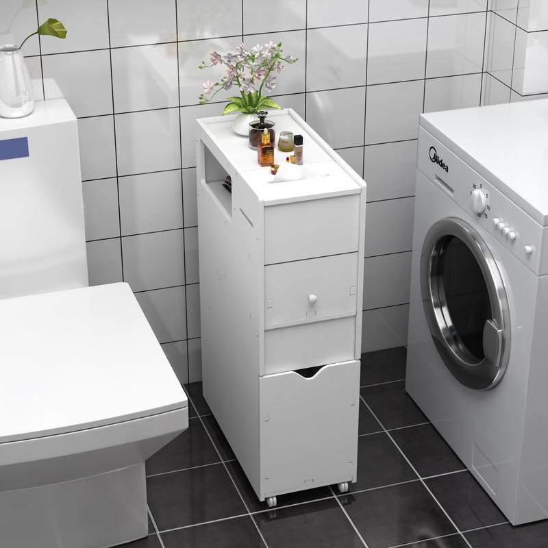 Waterproof Toilet Side Narrow Cabinet Mobile Bathroom Gap Organizer Floor Standing Storage Unit for Bathroom