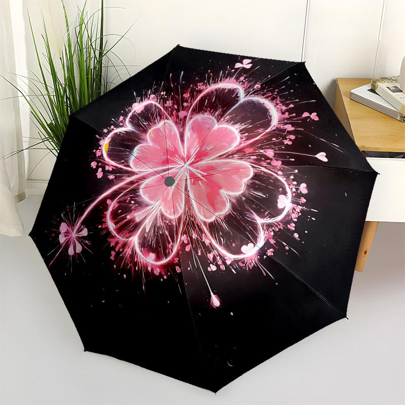 1pc Floral Sparkle Automatic Open/Close Umbrella Compact Folding Umbrella, All-Season Portable Umbrella for Women/Men124