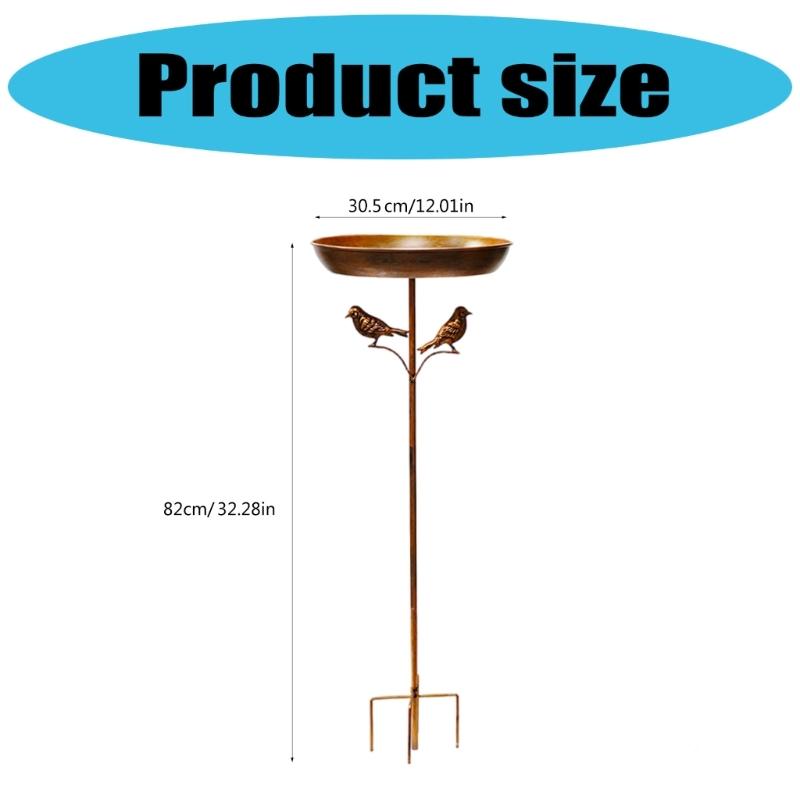 Outdoor Bird Bath Bowl with Bird Ornament for Garden Decors Sturdy Metal Construction Stable Prongs Base