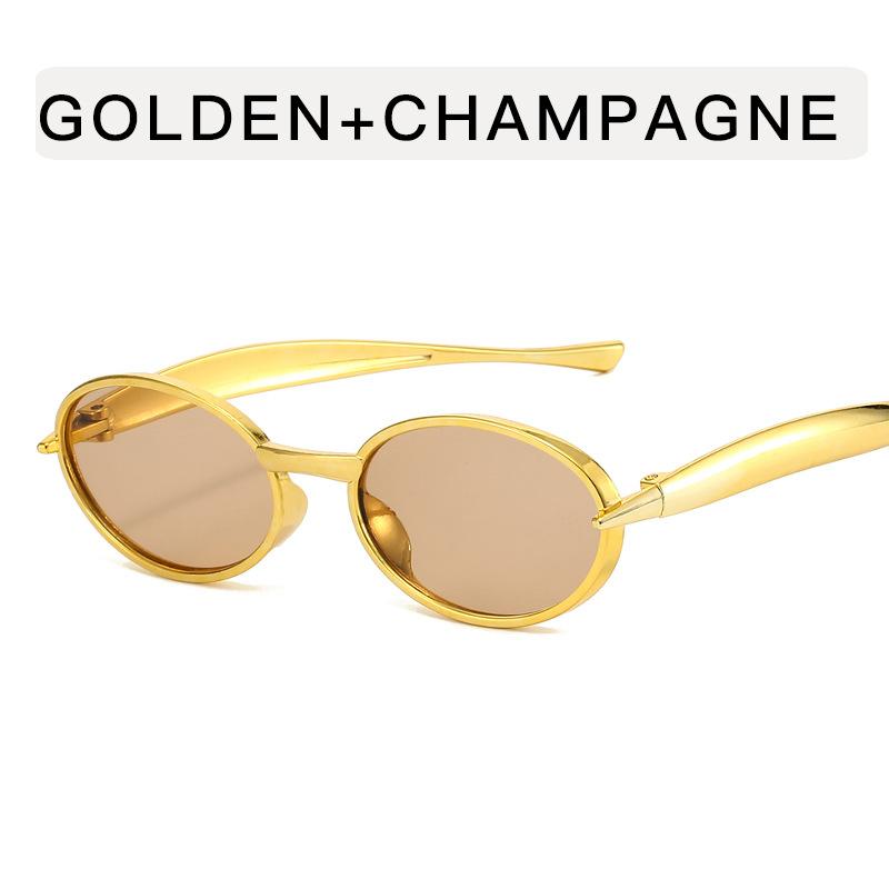 New Oval Sunglasses For Women Men Trendy Metal Frame Sun Glasses Classic Shades Uv400 Small Oval Black Sunglasses