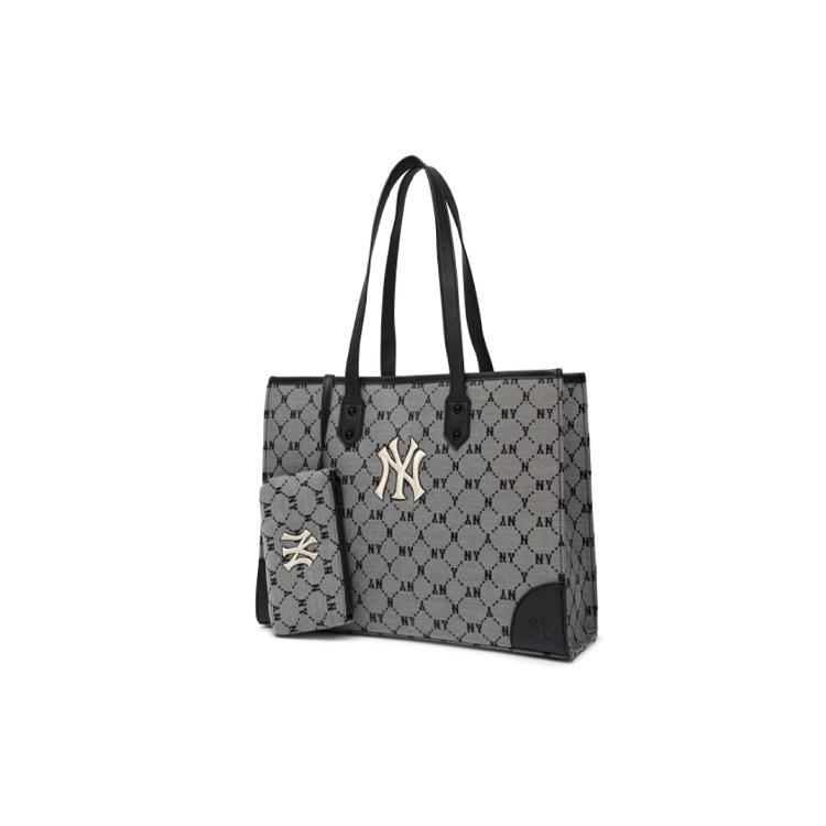 New MLB Monogram Collection Polyester Tote Bag Shopping Bag Shoulder Bag Handbag Regular Unisex Gray 3AORL021N-50GRS