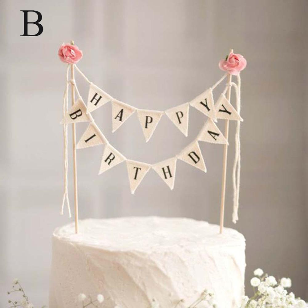 Cupcake Cake Flag Bunting Pennant Happy Birthday Banner Party Supplies Cake Decoration Cake Topper