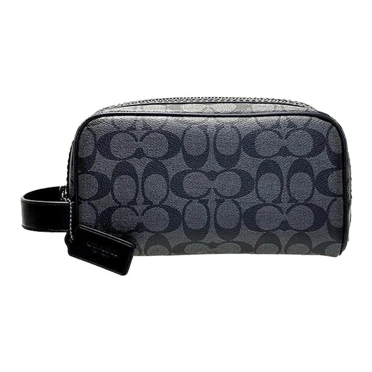 Coach Travel Kit PVC Canvas Leather Travel Bag Toiletry Bag Makeup Bag Small Unisex Black (Unisex) Makeup Bags 2515 QBMI5