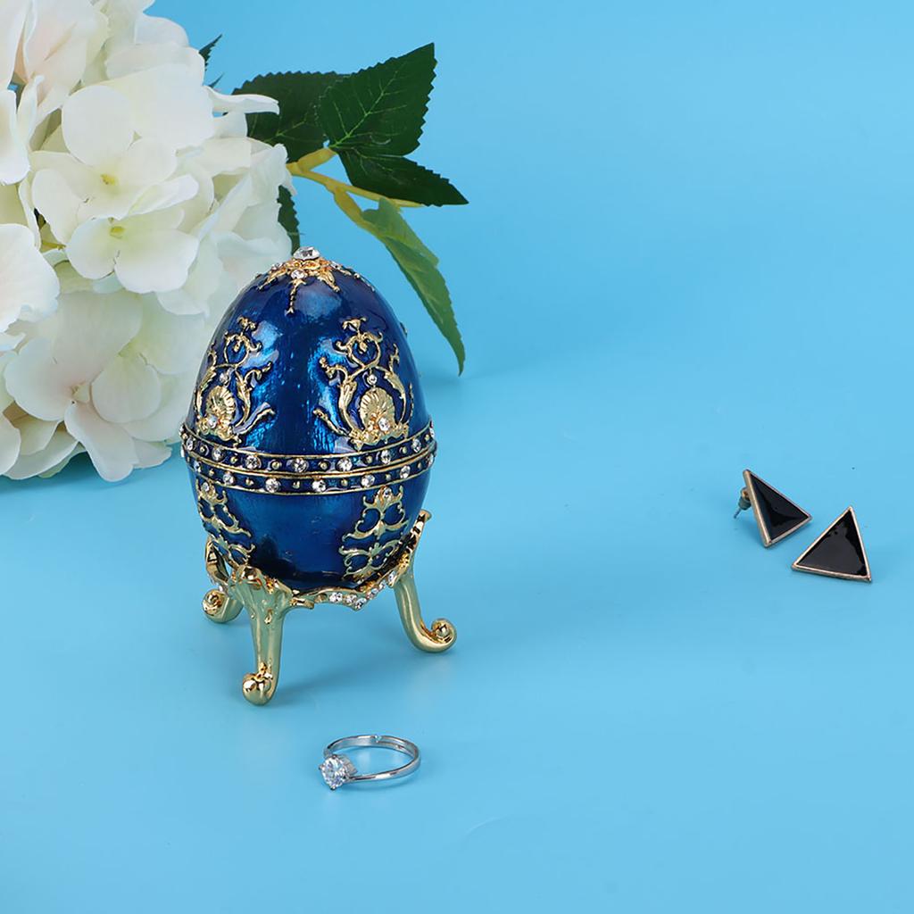 Enamel Painted Shiny Diamonds Metal Crafts Trinket Box Home Desktop Decor Ornaments