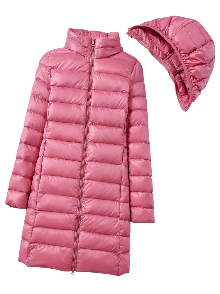 Women Ultra Lightweight Packable Long Puffer Jacket Autumn Winter Warm Hat Detachable Hooded Female Coat Parka 5XL 7XL