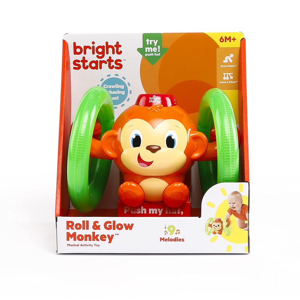 Bright Starts Roll & Grow Monkey (6 months and up) Crawling & Chasing Game, 52181