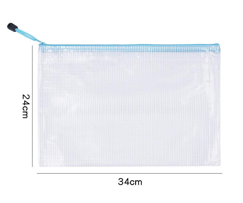 3pc Thickened Transparent Document Bag A4 Official Document Bag Mesh Zipper Bag, Large Capacity A4 File Bag, Waterproof File Bag