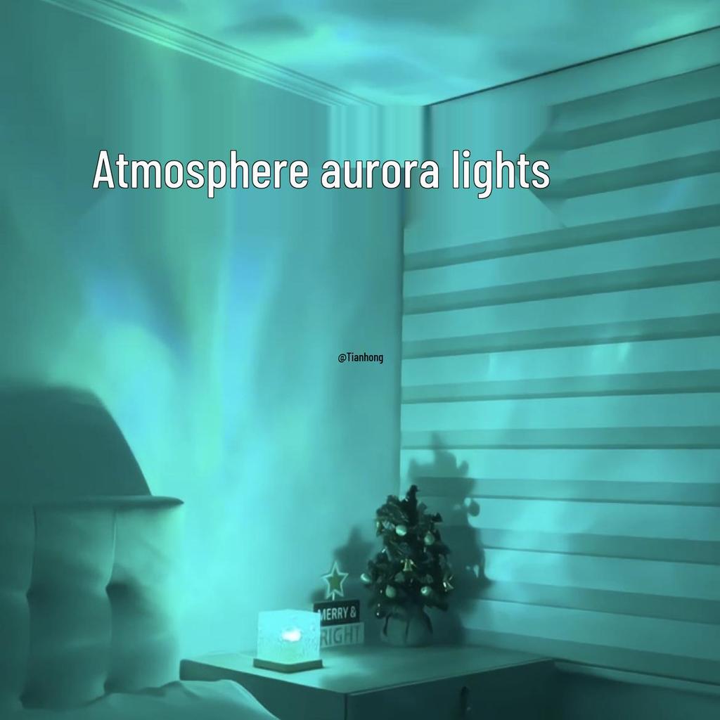 Romantic Starry Sky Light: Rotating Water Ripple Night Lamp, Creative Log Design, Perfect Gift for Girlfriend