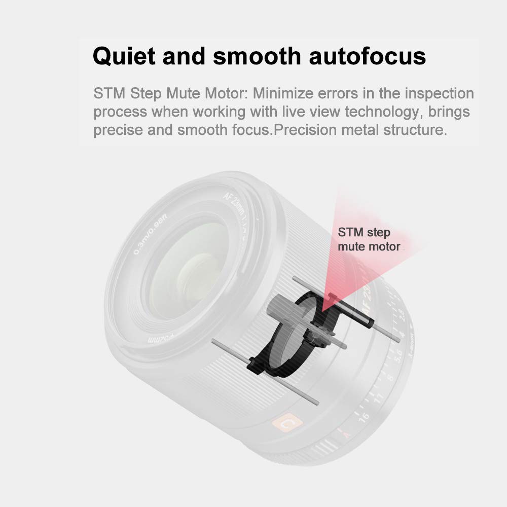 Viltrox 23mm Large Aperture Prime Noiseless Stepping HD Nano Multilayer Compact Metal Water 10 11 Elements X f1.4 Lens, STM, Motor, Coating, Body,