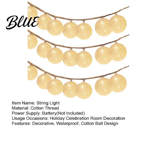 String Lights Decor Decorative Christmas Battery Powered Light Waterproof Cotton Ball 10/20/40 LEDs Wedding Halloween
