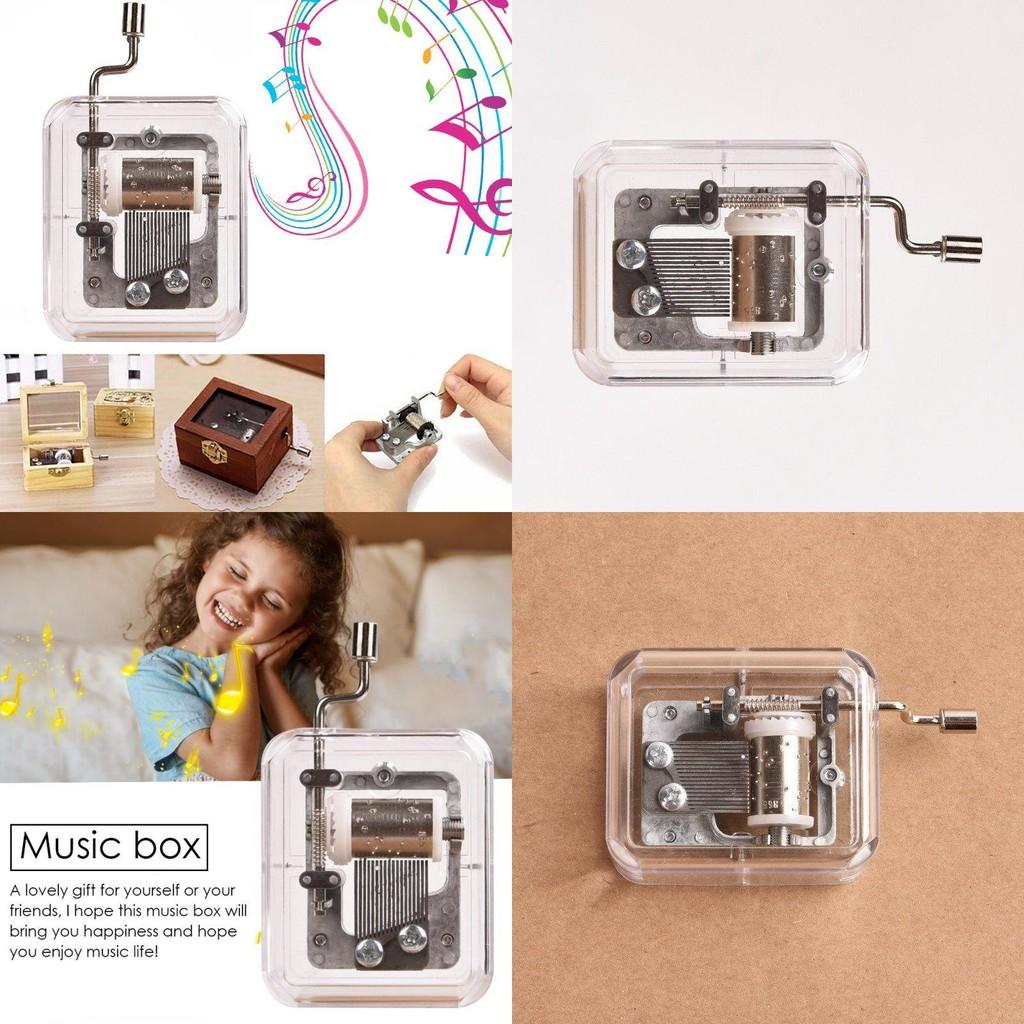 Transparent Diy Mini Music Box With Hand Cranking Music Movement For Christmas