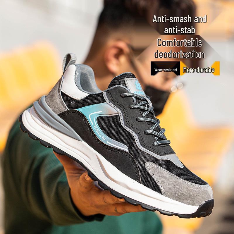 Men's Lightweight Summer Work Shoes: Anti-Smash, Anti-Puncture, Wear-Resistant, Slip-Resistant, Breathable, Anti-Odor, and Insulated