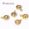 18K Gold Plated Brass with Rhinestone Charms For Jewelry,Round Pendant For Necklaces Making Findings,DIY Bracelets Accessories