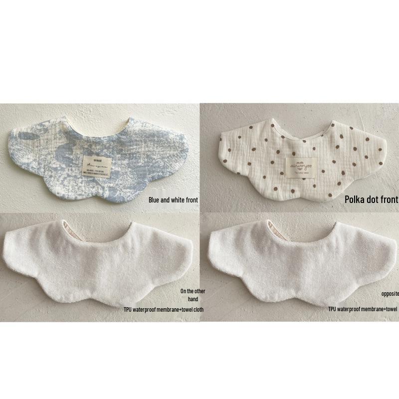 Pure Cotton Korean-Style Baby Drool Bib - Lightweight, Absorbent, Anti-Spit Up, Petal Design