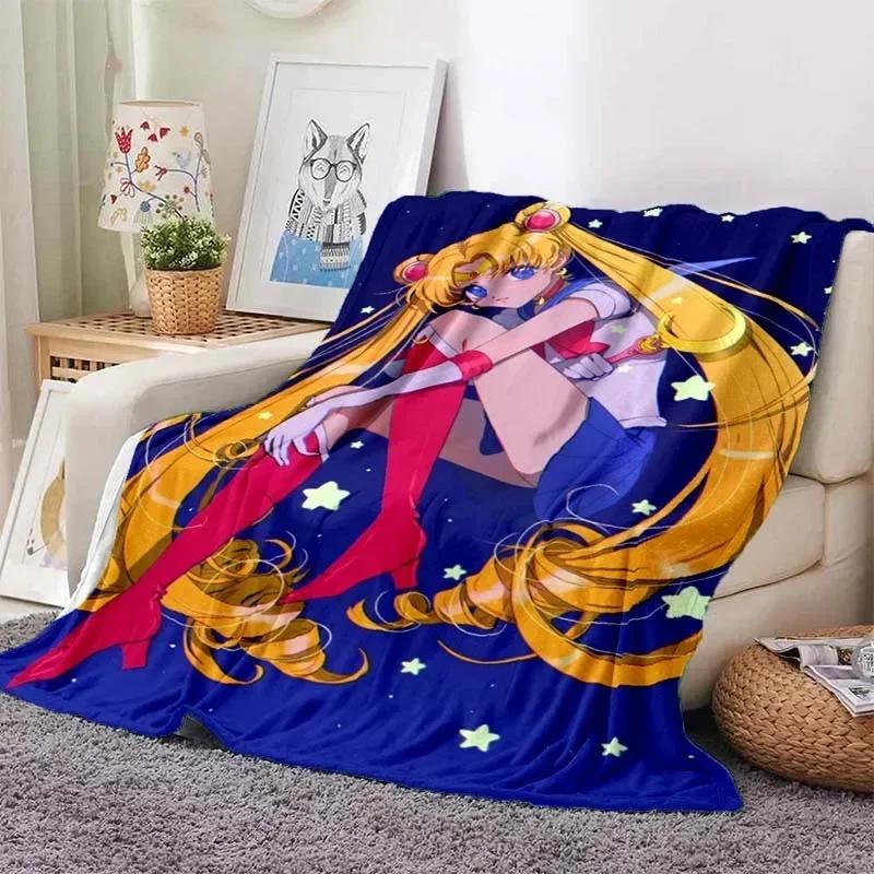 

Anime Kawaii Sailor Moon Home Cartoon Printed Blanket Picnic Blanket Warm Flannel Soft and Comfortable Home Travel Birthday Gift 40x50in