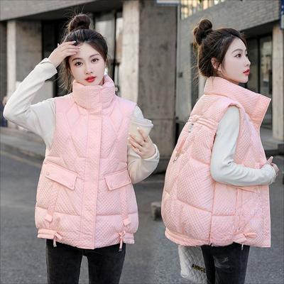 Autumn Loose Fit Korean Style Stand Collar Jacket Thickened Cotton Vest for Women