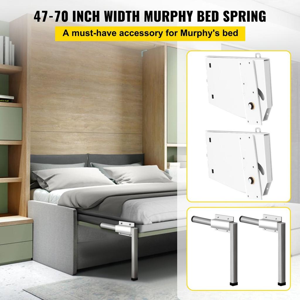 Meccanismo a Molle da Parete Murphy Supporto Robusto Kit Fai da Te per Letto King Queen (Verticale), bianca