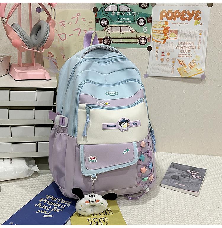 Schoolbag Korean New Contrasting Color Backpack Female Student Schoolbag Large Capacity Cute College Style High Value Casual Backpack