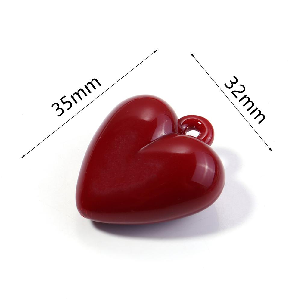 5pcs Heart Acrylic Beads 32X35mm Candy Color Baking Paint Hanging Hole Heart Loose Beads For Jewelry Making DIY Bracelet Pendant