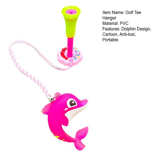 Big Head Golf Tee And Anti Lost Golf Tee Hanger Set Plastic Cartoon Dolphin Golf Tee Ring with Strap for Men Women Golf Enthusiasts