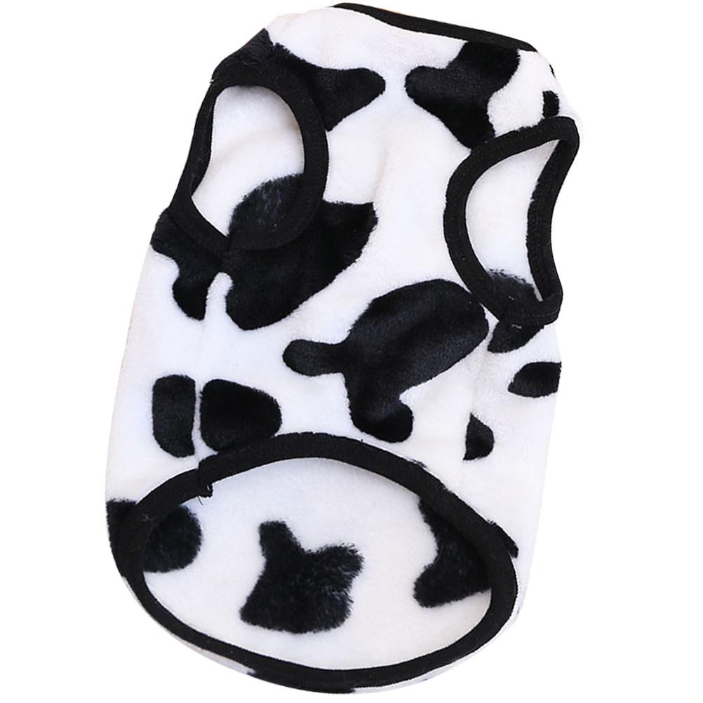 Pet Warm Vest Coral Fleece Dog Clothes Cow Prints Adorable Winter Dog Cat Costume Soft Comfortable Outdoor Wear