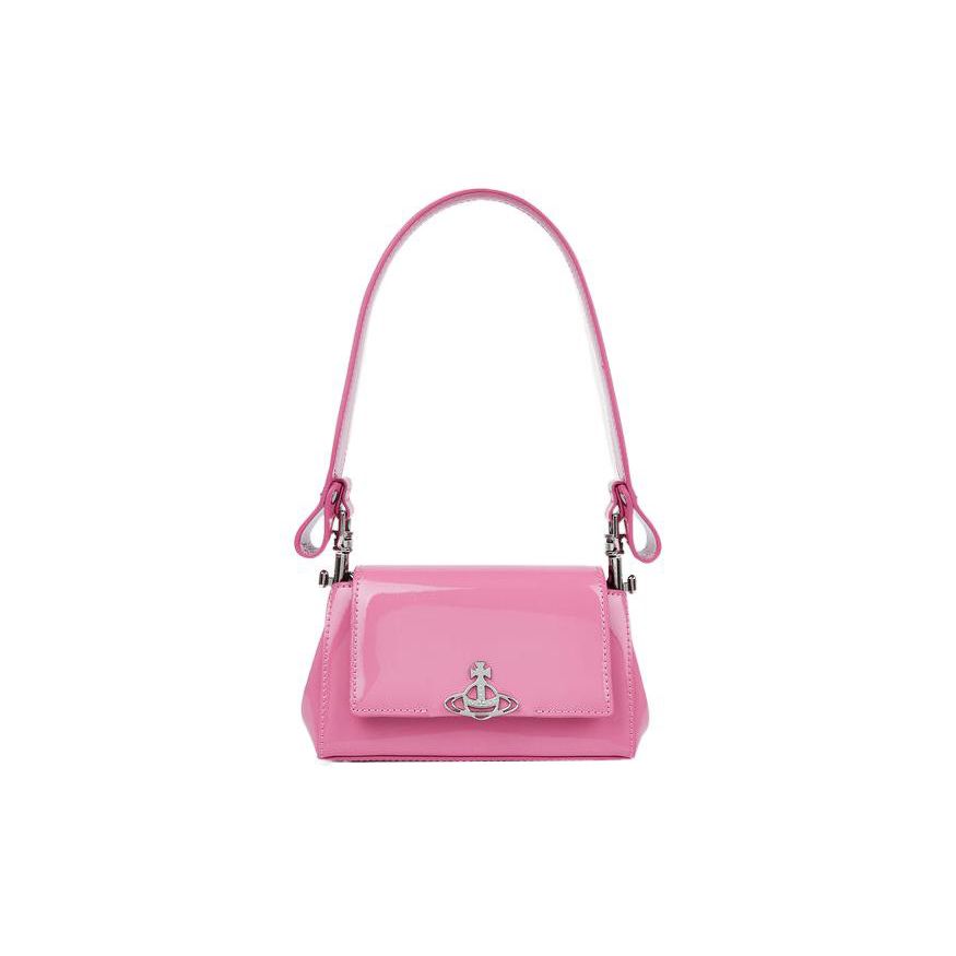Vivienne Westwood Hazel Saturnus Logo Afneembare Schouderband Twee-Weg Leren Schouder Tote Tas Kleine Dames handtassen Roze 4304006RUL001OG406 Basic Set (Bag+Dust Bag)