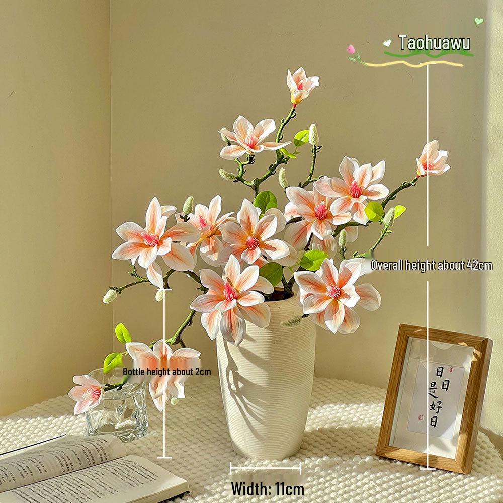 Magnolia Flower Table Arrangement - Faux Floral Centerpiece for Home Decor