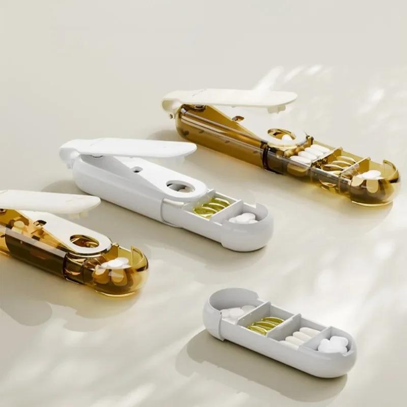 2 in 1 Portable Pill Taker Remover With Medicine Box Household Gadgets Tablets Pills Assistance Tool Pill Dispenser