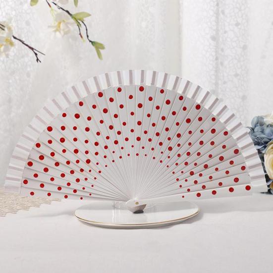 Practical Beautiful Decoration Multicolor Dot Print Folding Fan Home Supply Decorative Fan