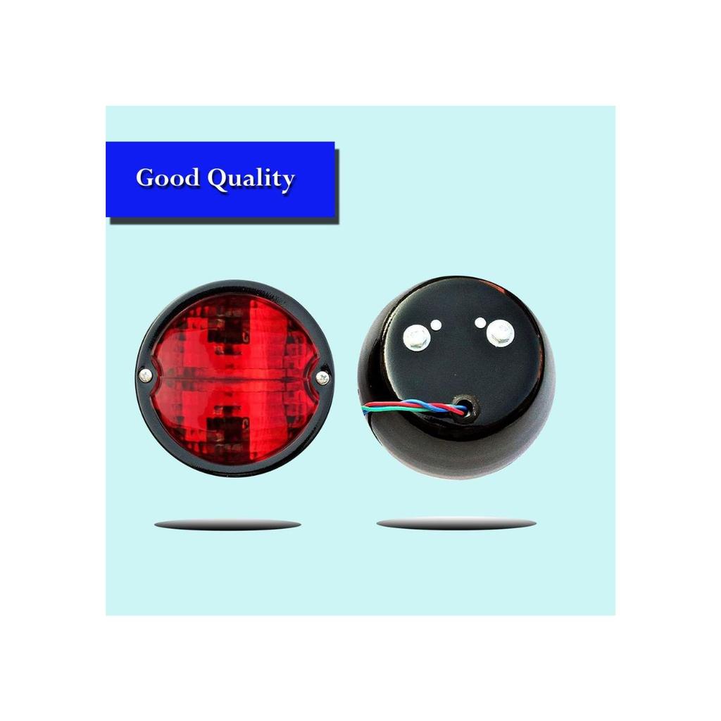 APSMOTIV 2X of Rear Lights | Black Body | Black Ring | Red Lens Compatible With Jeep Willys John Deere & Massey Ferguson Tractors