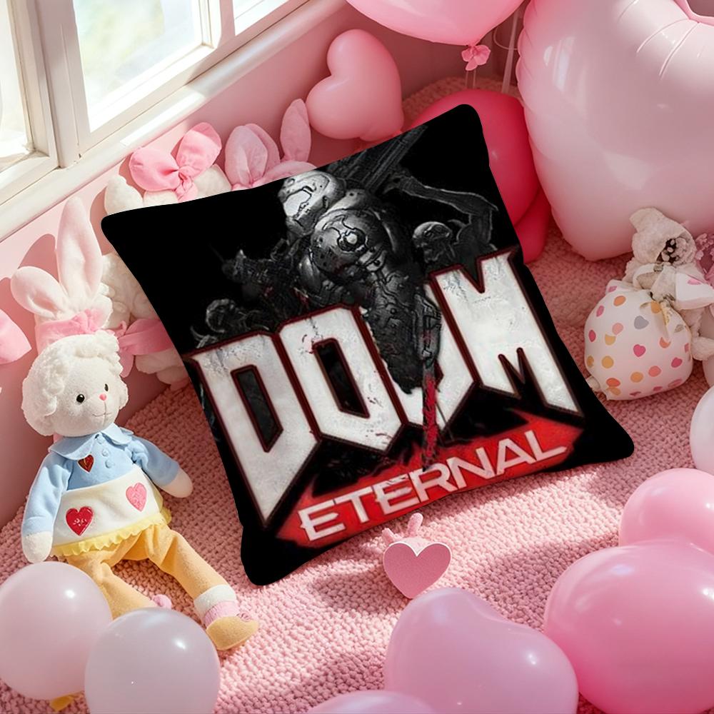 D-Doom E-Eternal Cool Game Cushion Cover Pattern Printed Pillowcase for Living Room Sofa Cushion Cover & Bedroom Decor