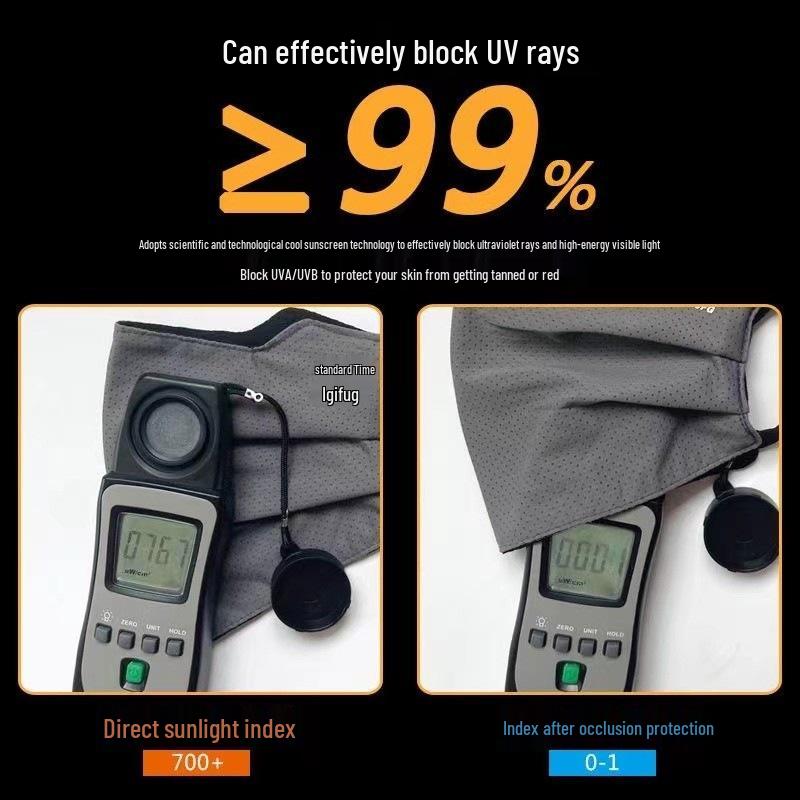 Men's Extra Large UV Protection Breathable Sun Visor with Full Face Ice Silk Mesh.