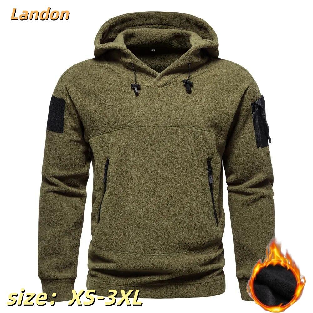 Hooded Outdoor Men's Sweater Polar Fleece Hooded Pullover Jacket Windproof Warm Top