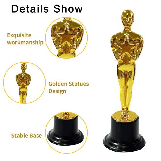 6 Pezzi Statuette Trofei Dorati per Eventi Sportivi Trofei Base Marcabile Fai da Te Design Classico Premi di Riconoscimento