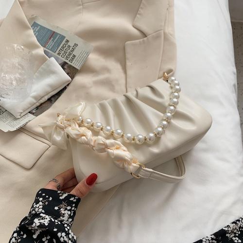IELGY High-grade Pearl Fold Clouds Underarm Bag Crowdsourcing Women New Summer Joker Shoulder Messenger Bag