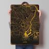 Golden Map of Tokyo - Modern Japan City Wall Art Tinplate Posters Customizable Wall Art Retro Vintage Metal Signs for Home Room