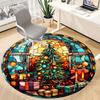 1pc Christmas StainedGlass Office Round Area Rug, Under Office Chairs Bedroom Living Room Home Decor, Room Deco