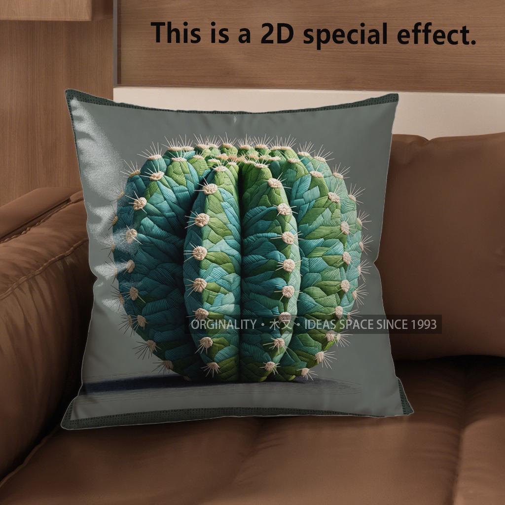 2D Vintage Cactus Print Square Throw Pillow Cases** Pattern Cushion Cover Suitable For Sofa Bedroom Car Pillow Cover