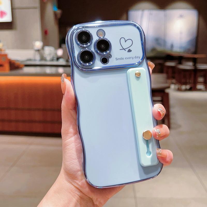 

Простой глянцевый чехол с рисунком в виде сердца для iPhone 16 Plus 15 Pro 14 Pro Max 13 12 11, мягкий силиконовый держатель-подставка, противоударный мягкий чехол для телефона из ТПУ iPhone 11 светло-синий