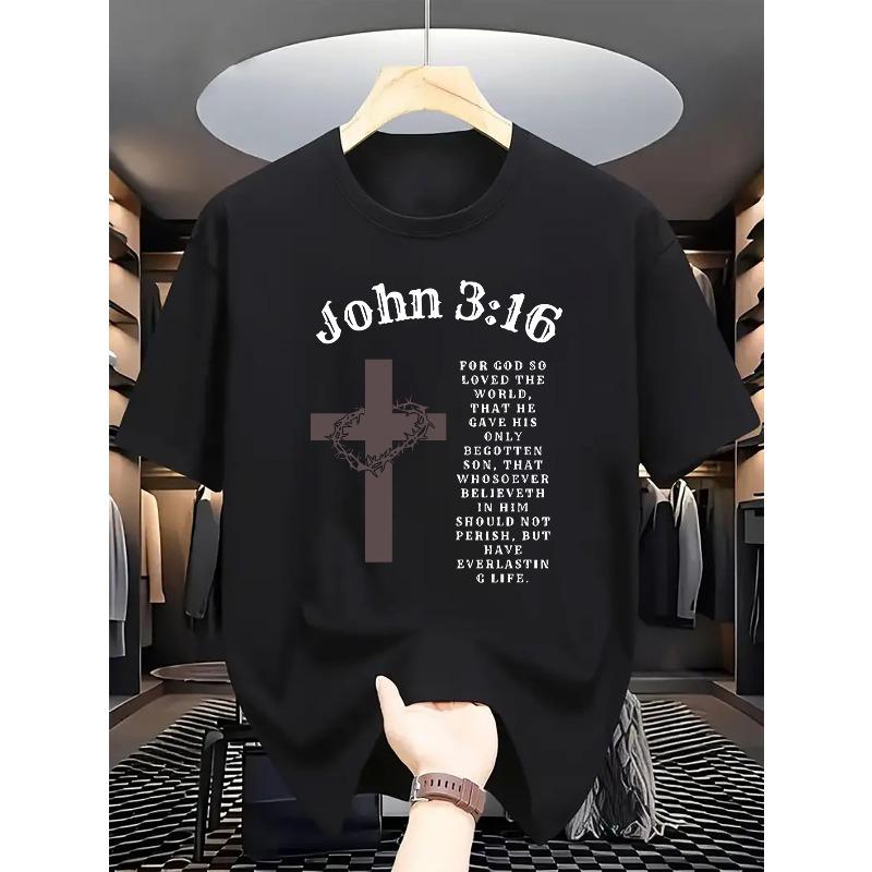 European Sizes Patterned T-shirt with a Letter Graphic Print, Casual Crew Neck, Regular Fit for Teenagers - Summer Short Sleeve Top