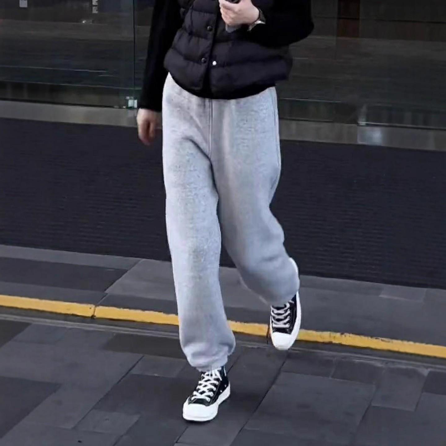 Women s Casual Grey Drawstring Sweatpants - Elastic Waist, Slimming, Loose, Lazy Style for Autumn/Winter 3XL (140-149 lbs)