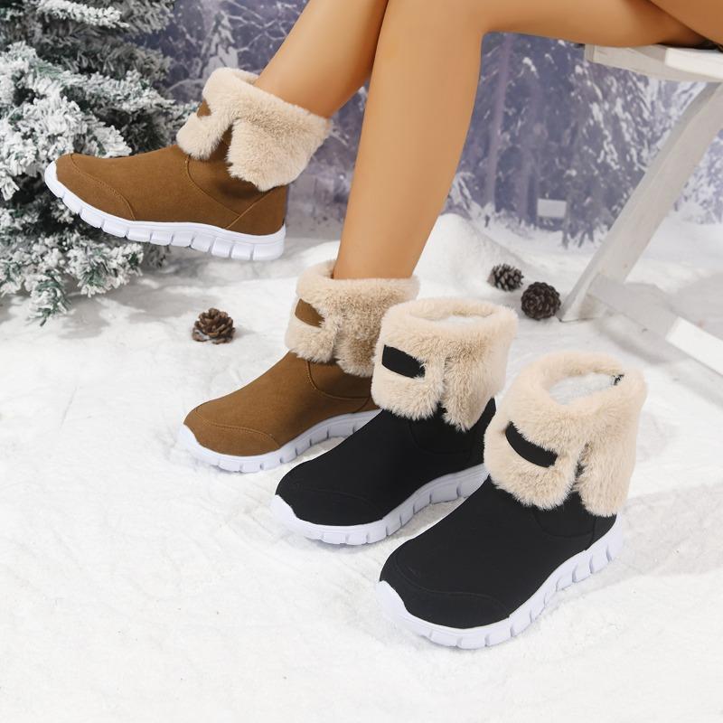 2025 New Fashion Fluffy Snow Boots for Women Winter Warm Thick Plush Cotton Padded Shoes Woman Comfort Slip On Flat Ankle Boots