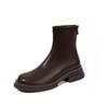 Martin Boots Women'S British Style Velvet Spring And Autumn Single Boots Thick-Soled Short Boots Elastic Thin Boots Short Boots