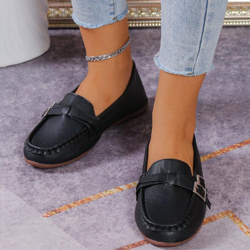Lässige bequeme Schuhe Overalls runder Kopf Doudou Schuhe Gürtelschnalle flache Einzelschuhe Damen Frühling und Sommer neue Oma Schuhe